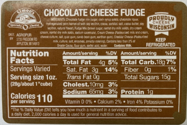 7 oz Chocolate Cheese Fudge